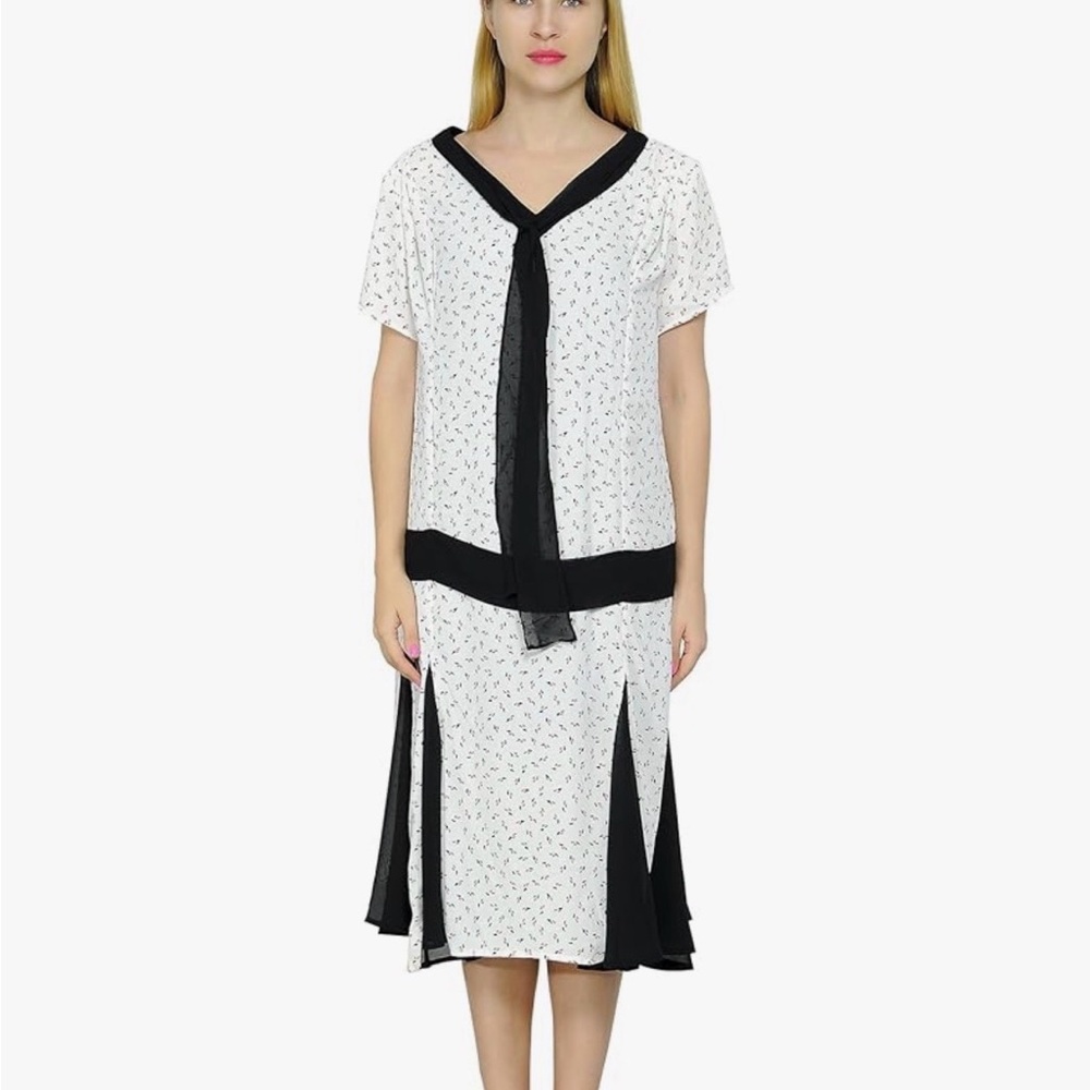 1920s Flapper Drop waist Godet Dress